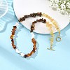 Natural Amber & Tiger Eye & Heated Citrine Chip Beaded Necklaces NJEW-JN06680-1