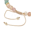3Pcs Natural Mixed Gemstone & Shell Pearl Round Beaded Braided Bead Bracelets BJEW-JB13392-5