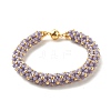 Glass Seed Beaded Bracelet with Brass Magnetic Clasp BJEW-JB07802-05-1