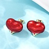 Brass Heart Stud Earrings EJEW-C152-05A-01-2