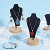 Bust Iron Jewelry Necklace Display Stands with Wooden Rond Base NDIS-WH0024-06B-4
