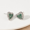 Heart Brass Micro Pave Cubic Zirconia Stud Earrings EJEW-M082-15P-5