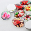 Multi-Color Flower Theme Ornaments Glass Oval Flatback Cabochons X-GGLA-A003-30x40-NN-3
