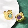 316 Stainless Steel with Natural Mixed Gemstone Cuff Rings RJEW-Z098-01G-16-3