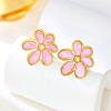 Valentine's Day 304 Stainless Steel Enamel Stud Earrings for Women EJEW-K331-01G-01-1