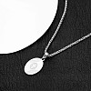 Sports 304 Stainless Steel Cross Oval Pendant Necklaces WG153EA-03-1