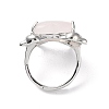 Natural Rose Quartz Dolphin & Heart Adjustable Rings RJEW-K241-02P-01-2