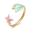 Ocean 304 Stainless Steel Enamel Cuff Bangles for Women BJEW-F518-02E-G-2