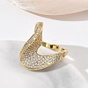 Brass Micro Pave Clear Cubic Zirconia Cuff Open Rings for Women RJEW-L343-15G-3