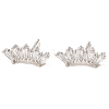 Crown Brass Micro Pave Cubic Zirconia Stud Earrings EJEW-L270-21P-1