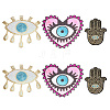 ARRICRAFT 6Pcs 3 Style Hamsa Hand/Heart/Evil Eye Sequin Embroidered Appliques PATC-AR0001-08-1