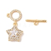 Golden Brass Micro Pave Clear Cubic Zirconia Toggle Clasps KK-B100-040G-01-2