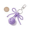 7Pcs Alloy Polyester Spandex Bowknot Ball Keychain KEYC-JKC01169-3