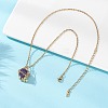 Brass Macrame Pouch Natural Amethyst Inside & 304 Stainless Steel Pendant Necklaces for Women NJEW-JN05607-03-2