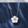 304 Stainless Steel Pave Natural Pink Shell Flower Pendant Necklaces for Women NJEW-U032-16P-01-3