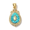 Rack Plating Brass Micro Pave Cubic Zirconia with Synthetic Opal Pendants KK-D088-17G-2