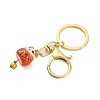 Fortune Cat Porcelain Pendant Keychain KEYC-G064-02A-2