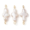 Natural Keshi Pearl Cross Links Connector Charms PALLOY-JF02822-1