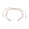 Natural Rose Quartz Chip Nylon Braided Beaded Bracelet Making AJEW-JB01296-01-1