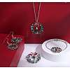 Christmas Wreath & Bell Alloy Rhinestone Pendant Necklaces & Dangle Earrings & Charm Bracelets & Brooch Sets WG06691-10-1