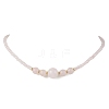 Natural Green Aventurine & Rose Quartz & Larvikite & Lapis Lazuli & Amethyst & Carnelian Round Graduated Beaded Necklaces NJEW-JN05654-3