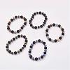 Natural & Synthetic Mixed Stone & Lava Rock Stretch Bracelets BJEW-JB03071-1