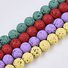 Spray Painted Natural Lava Rock Beads Strands G-N0324-B-M-1