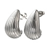 304 Stainless Steel Textured Teardrop Hoop Earrings for Women EJEW-S237-12-1