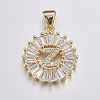 Long-Lasting Plated & Rack Plating Brass Micro Pave Cubic Zirconia Letter Pendants ZIRC-A007-03Z-G-1