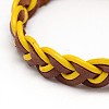 Trendy Unisex Casual Style Braided Waxed Cord and Leather Bracelets BJEW-L297-M-3
