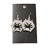 Glass Seed Braided Spider and Web Dangle Earrings EJEW-B012-10-2