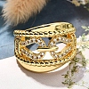 Rack Plating Brass Micro Pave Clear Cubic Zirconia Cuff Finger Rings for Women RJEW-M028-30G-03-1