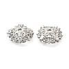 Flower Brass Micro Pave Clear Cubic Zirconia Bead Caps KK-V008-30P-2