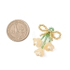 Glass Seed Beaded Bowknot with Flower Pendants PALLOY-MZ01129-03-2