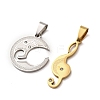 304 Stainless Steel Rhinestone Split Pendants STAS-F368-12GP-2