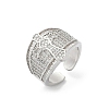 Brass Micro Pave Clear Cubic Zirconia Open Cuff Rings for Women RJEW-A059-04P-2