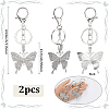 2Pcs Alloy Rhinestone Pendants Keychain KEYC-SP0001-22-2