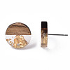 Transparent Resin & Walnut Wood Stud Earring Findings MAK-N032-008A-F01-4