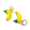 Banana Rack Plating Brass Enamel Charms KK-Q804-02G-2