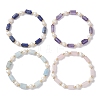 Column Natural Mixed Gemstone & Pearl Beaded Stretch Bracelet BJEW-JB10068-1