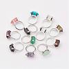 Natural & Synthetic Mixed Stone Finger Rings RJEW-P121-A-1