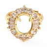 Rack Plating Oval Brass Micro Pave Cubic Zirconia Adjustable Ring Components KK-Q819-16G-2