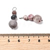 Natural Pink Zebra Jasper Round Beaded Pendants PALLOY-JF02867-09-3