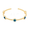 Evil Eye Brass Enamel Open Cuff Bangles for Women BJEW-S147-08G-02-1