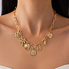 Summer Beach Iron & Alloy Eye Shell Shape coconut Tree Bib Necklaces FS-WG54A68-16-1