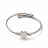 Non-Tarnish 201 Stainless Steel Heart Beaded Cuff Bangle BJEW-C033-07P-2