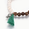 Cotton Thread Tassels Charm Stretch Bracelets BJEW-JB04110-04-2