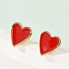 Brass Enamel Stud Earrings for Women EJEW-A126-05B-G-1