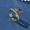 Brass Micro Pave Cubic Zirconia Cuff Open Rings for Women RJEW-L343-05G-01-1