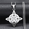 201 Stainless Steel Trinity Knot Wish Knot Pendant Necklaces for Men Women NJEW-K283-36P-1